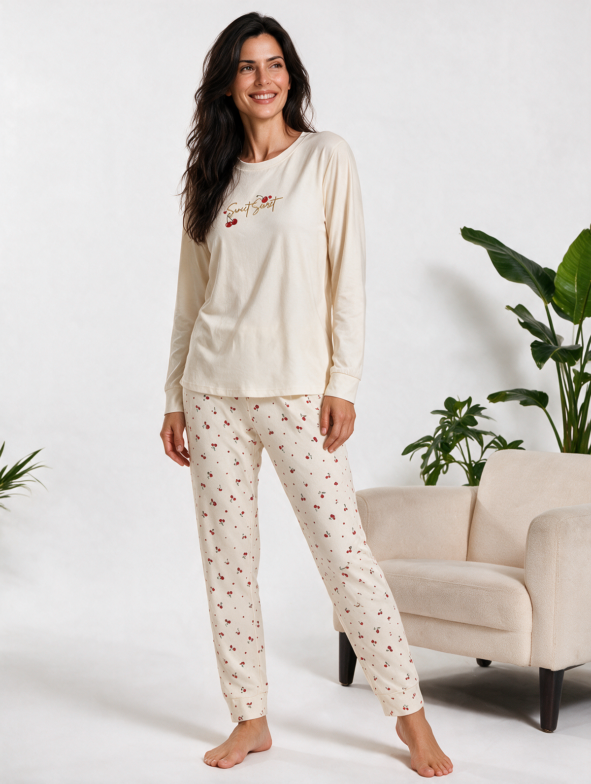 Pijama mujer estampado cerezas