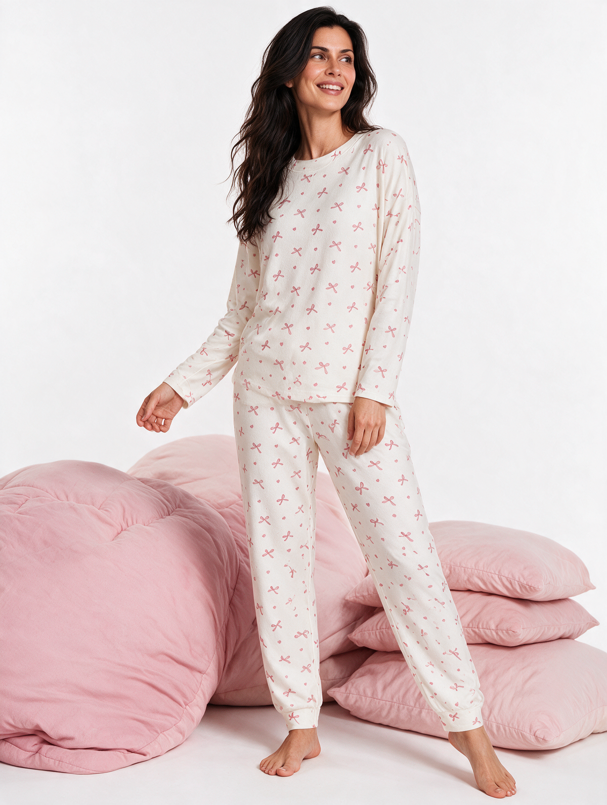Pijama mujer estampado lazos