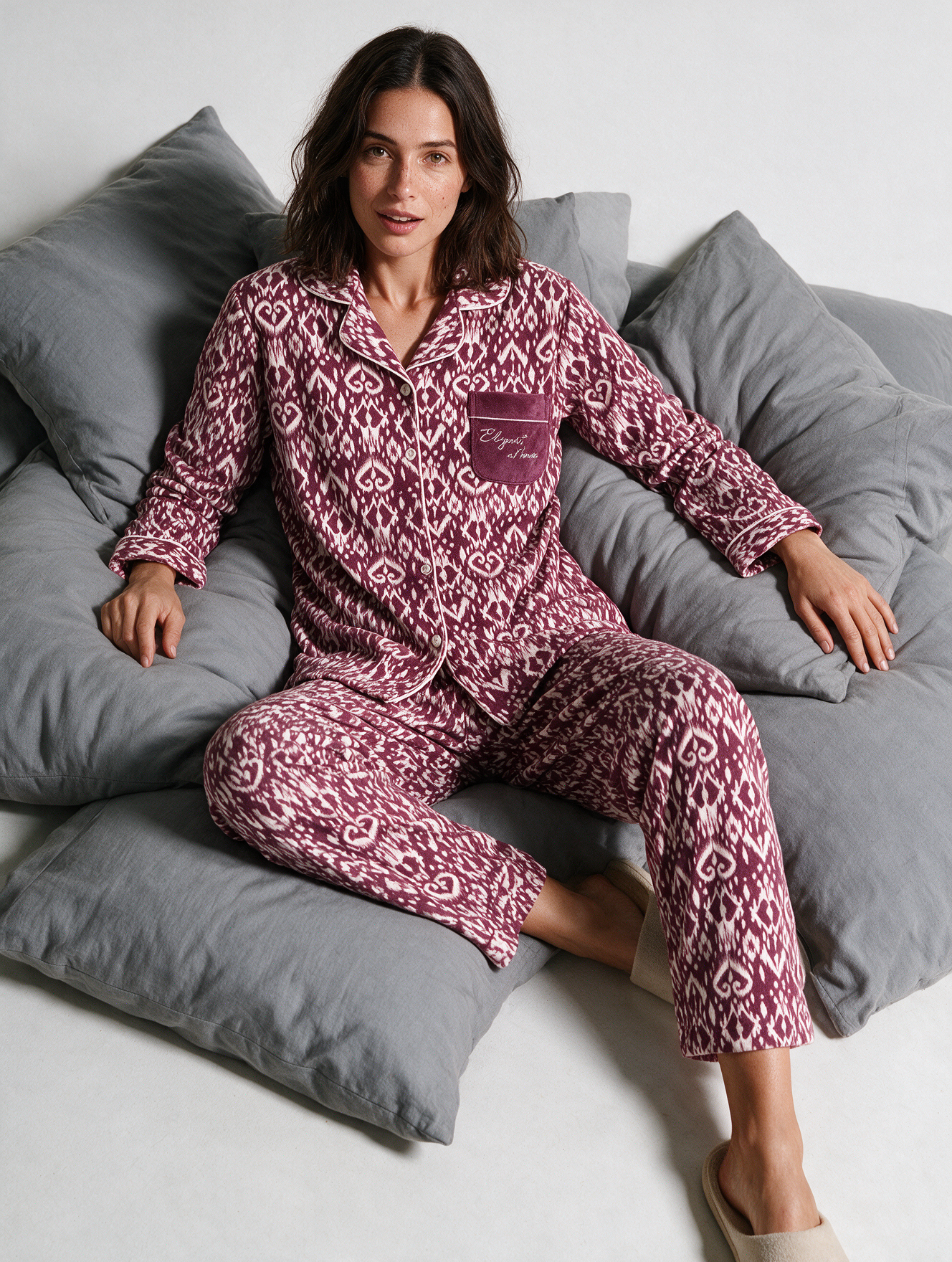 Pijama mujer camisero estampado étnico