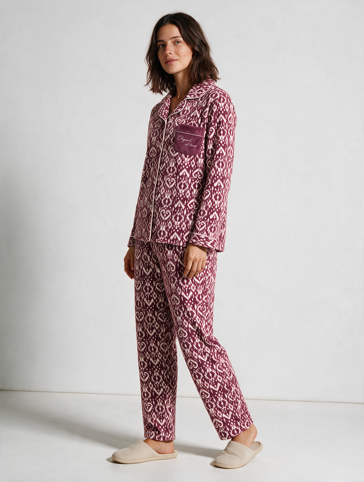 Pijama mujer camisero estampado étnico